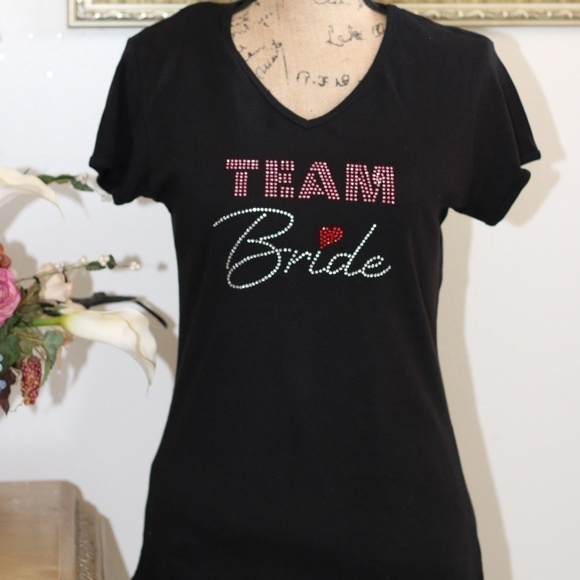 TEAM Bride Rhinestone Fitted T-Shirt - Picture 1 of 4